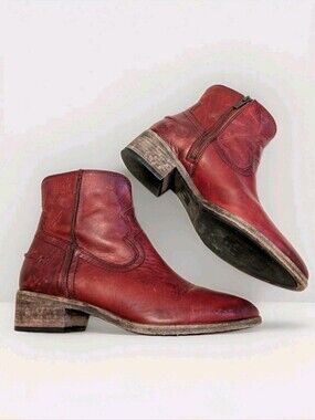 frye Women's Ankle Boots Size 7 Distribution Leather Western Booties Burgundy
